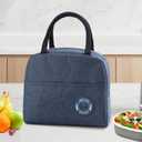 Insulated Lunch Bag for Men Women, Small Portable Cute Lunch Bag, Reusable Snack Bags with Front Pocket, Leakproof Thermal Lunch Box for Work Picnic Travel, Navy