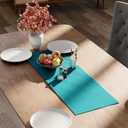 2 x Encasa XO Table Runner 13x36 in Long | Cotton Canvas Fabric | Azul Blue Solid Color | Machine Washable & Durable