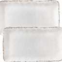Farmhouse Melamine Serving Platters Set of 2, 17"x10" Large Rectangular Melamine Serving Trays for Serving Food on Parties and Entertaining, Dishwasher Safe. Ivory