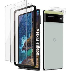 Pixel 6 Screen Protector Tempered Glass with Camera Lens Protector for Google Pixel 6 [Fingerprint Unlock][Anti-Scratch][6.4 Inch][2+ 2 Pack ]