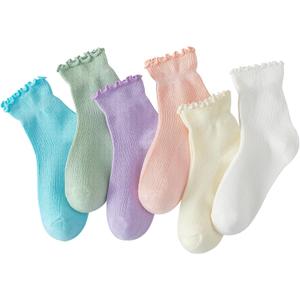 Hstyle 6 Pairs of Ruffle Socks Women, Cute Ruffle Ankle Socks