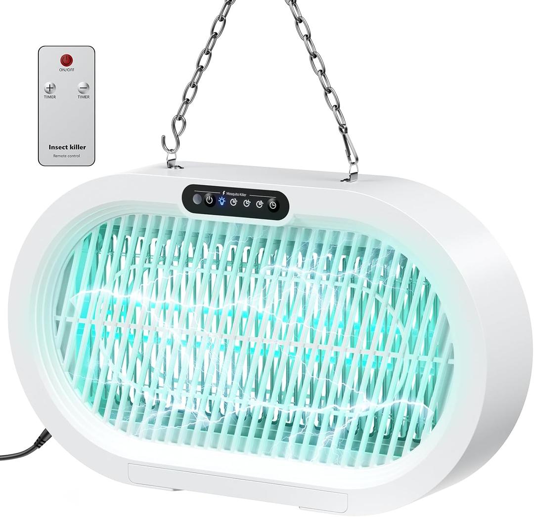 Minimoon Bug Zapper Indoor/Outdoor, High-Voltage Electric Mosquito Killer, Cold Cathode Fluorescent Light - 50,000H Lifespan, 14H Timer with Remote, Fly Trap Mosquito Zapper