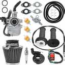 PZ19 Carburetor Carb Air Filter Throttle Handle Grips Cable for 50cc 70cc 90cc 110cc 125cc Tao Tao GK110 Baja SSR Apollo Coolster Chinese Four Wheeler ATV Go Kart CRF50 XL70 Dirt Pit Bike Black