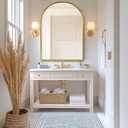 Arch Vintage Gold Mirror,20"x30" Antique Baroque Beaded Traditional Ornate Distressed Wall Mirror for Washroom, Living Room, Entryway, Bathroom, Fireplace