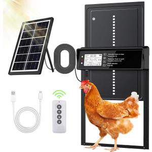 ONKO Automatic Chicken Coop Door Solar Powered with LCD Display, Automatic Chicken Door with Timer & Light Sensor - Remote Control, Anti-Pinch Safety Design & Durable Aluminum Alloy Construction ONKO Automatic Chicken Coop Door Solar Powered with LCD Display, Automatic Chicken Door with Timer & Light Sensor - Remote Control, Anti-Pinch Safety Design & Durable Aluminum Alloy Construction