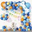 3 x Ouddy Life 128Pcs Bone Balloons Garland Arch Kit, Blue Orange Themed Birthday Party Supplies with Happy Birthday Banner Foil Paw Print Latex Confetti Balloons for Boys Girls Baby Shower