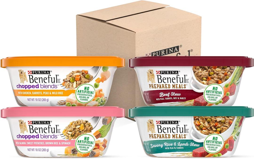 Purina Beneful High Protein Wet Dog Food Variety Pack, Prepared Meals & Chopped Blends - (Pack of 16) 10 oz. Tubs EXP: 02/2026