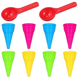 TOYANDONA 10pcs Plastic Ice Cream Cones Scoop Cones Beach Toy Kids Sand Mold Set Seaside Play Sand Toys for Outdoor Beach Toys Set(Random Color)