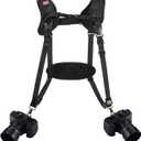Quick Release Dual Camera Harness With Camera Safety Tether Double Shoulder Camera Strap for 2 Cameras  Adjustable Length, Camera Straps for Photographers Camera Belt for DSLR SLR Camera (Style-A)