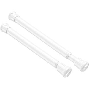 2 Pack Small Spring Tension Curtain Rod 8 to 12.5 Inch, Thin DIY Tension Rods No Drill for Slim Window Cupboard Closet Sidelights, White