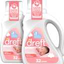 Dreft Newborn Baby Liquid Laundry Detergent, Gentle on Sensitive Skin, HE Compatible, 2 pack, 32 loads each