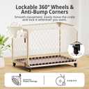 36 Inch Dog Crate with Lockable Wheel, Diamond Mesh Metal Dog Kennel Cage with Double Secure Latch & Leak-Proof Tray, Escape-Proof Dog Crates for Medium Dogs Breeds, Dogs up to 100 lbs