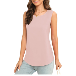 Women's Sleeveless Chiffon Tank Top Business Casual Blouse Tunic Top, Large 