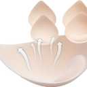 PRETTYWELL Bra Pads Inserts, 2 Pairs Latex Bras Inserts for Sports Bras, Bra Cups Inserts for Bikini Tops (Medium, Nude)