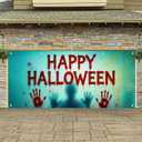 HOMETITUTE Large Halloween Garage Door Cover 13x6ft Scary Bloody Handprint Banner Creepy Shadow Poster for Outside Decorations Horror Theme Spooky Backdrop for Party Outdoor Home Yard Halloween Decor Home Party