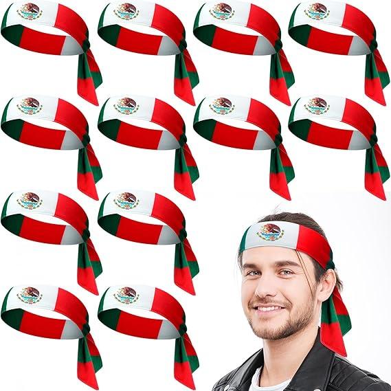 meekoo 3 Pcs Mexico Country Flag Headbands Mexican Bandana with National Flag Headband Sweatbands for Men Women Sports