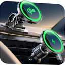 LISEN for Qi2 15W MagSafe Car Mount Charger,Super Fast Magnetic Wireless Car Charger for iPhone 16 Pro Max AccessoriesQi2 Fast Charging MagSafe Charger Fits iPhone 17 Pro Max 16 15 14 13 12 Series (Black)