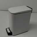 TIPGO Slim Bathroom Trash Can with Lid Soft Close, Step Pedal, 6 Liter / 1.6 Gallon Stainless Steel Trash Bin, Small Garbage Cans for Bedroom, Office, Kitchen (White)