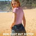 BAMBOO COOL Women's Skin-Tight Soft T-Shirts Short Sleeve Slim Fit Tops for Women Cute Basic Tees (L)