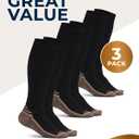 Pembrook 3 Pairs Copper Mens Compression Socks 20-30 mmHg, Running, Hiking, Athletic Cycling, Travel | Circulation Support (Black) M