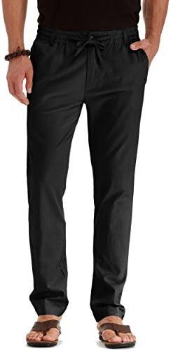 Sailwind Men's Drawstring Linen Pants Casual Summer Beach Loose Trousers. Size 34, Black 