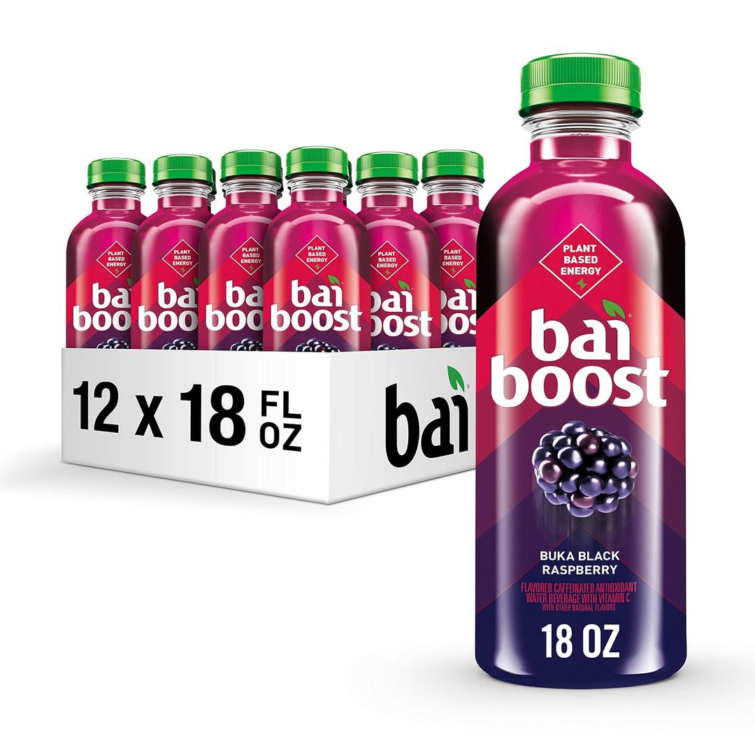 Bai Boost Buka Black Raspberry, Antioxidant Infused Beverage, 18 fl oz bottle (Pack of 12), Best By: 10/06/2026