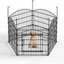 Dog Playpen with gate, 5 Panels 30in x 32in Metal Foldable Dog Exercise Playpen for Indoor Outdoor, 10.75sqft Puppy Dog Crate for Indoor Outdoor Garden Yard