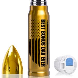 Fathers Day Gift from Daughter Wife Son, First Fathers Day Gift for Dad Stepdad Grandpa, 17oz Bullet Tumbler on Birthday Valentines Anniversary Christmas Stocking Stuffers for Men (Best Bonus Ever)