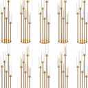 42.5in Gold Candelabra Centerpieces for Tables Candlestick Holders Decor Wedding Centerpiece Table Decorations 5 arm Candle Holder Set of 10 Acrylic lampshade Fit 0.9" LED Candle