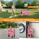 Collapsible Wagon Cart, 380LBS Heavy Duty Utility Wagons with All-Terrain Wheels, Foldable Grocery Carts for Gardening, Shopping, Beach, Camping,Pink