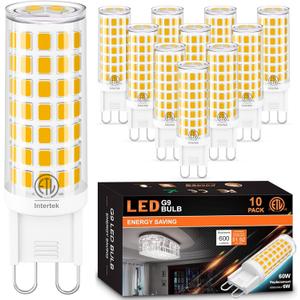 hansang 10 Pack G9 LED Bulb 3000K Warm White, T4 G9 Ceramic Bi-pin Base Light Bulbs, G9 Light Bulb Equivalent to 60W Halogen, 600Lm 120V AC 360 Degree Angle for Crystal Chandelier, Non-Dimmable