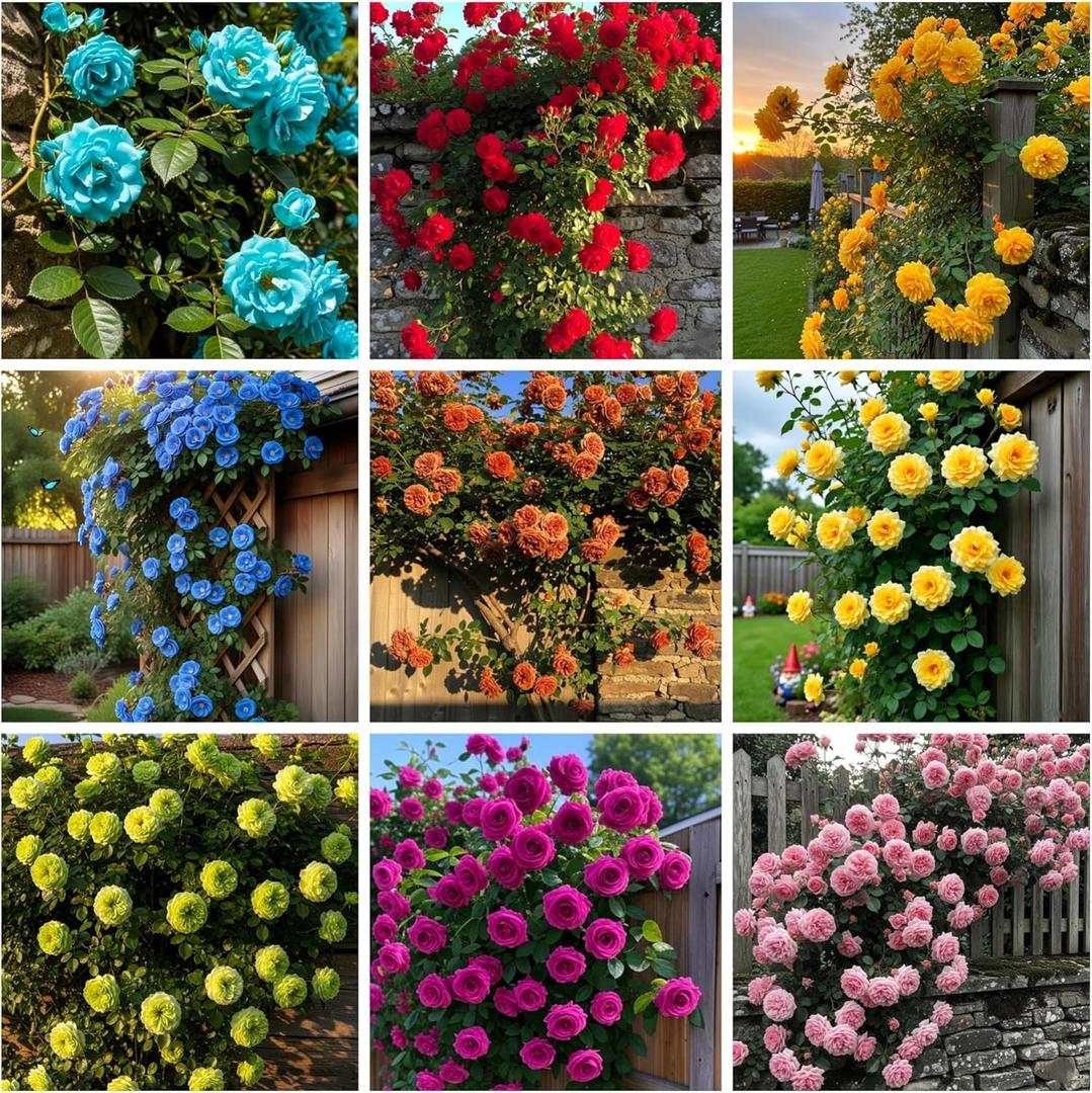 10 x Climbing Rose Seeds for Planting - 300+ Mix Climbing Rose Rosa Bush Vine Climbing Flowers Seeds