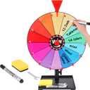 12 Inch Tabletop Spinning Prize Wheel - 14 Slot Tabletop Spin Wheel with Stand, Heavy Duty Storage Base, Dry Erase Board & Marker for Carnival, Party, Classroom & Corporate Event Games