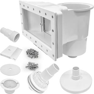 Above Ground Pool Skimmer Kit- Wide Mouth Opening Thru-Wall Skimmer- Outer Dimensions13-9/16 in (W) x 7-9/16 in (H) Inner Dimensions 11-15/16 in (W) x 5-5/16 in (H)