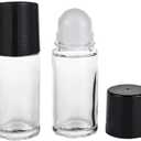 2 Pcs Black Clear Empty Glass Essential Oil Roller Bottles Vials Containers Refillable Roll-on Bottles with Funnel 30ML Refillable Cosmetic Containers Roller Accessories, (ZS284)