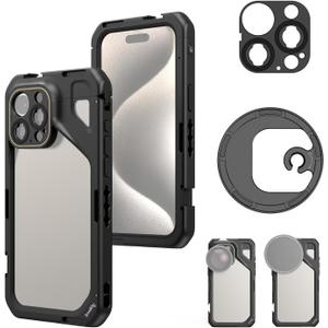 SmallRig for iPhone 15 Pro Max Phone Cage with 67mm Filter Adapter, Upgraded Quick Release Design Phone Video Rig Cage for Videography/Video Recording/YouTube/Live Streaming/Vlog - 4391B