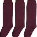 Jefferies Socks Girls 2-6X School Uniform Knee High 3 Pair Pack (Small, Burgundy)