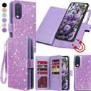 Varikke for Galaxy S25 Edge Wallet Case Detachable with RFID Blocking Card Holder for Women, Glitter Leather Strap Magnetic Flip Removable Phone Case for Samsung Galaxy S25 Edge 6.7", Light Purple