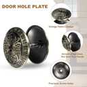 PATIKIL Door Hole Cover Plate, 2 Inch Zinc Alloy Flower Round Deadbolt Knobs Fixing Cover with Hex Wrench Fits Doors 2" to 4-3/4" Thick for Hole Filling Decoration, Vintage Blue