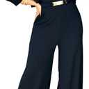 CHICME Women's 2 Pieces Outfits Thick Strap Waist Metal Decor Jumpsuit with Crop Coat Matching Set Casual Fall Outfits (X-Large, Regular Black)