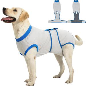Recovery Suit for Dogs Cats After Surgery, E-Collar & Cone Alternative Surgical Suit, Prevent Licking Dog Onesies Pet Surgery Recovery Suit Soft Dog Bodysuit, Grey Blue, XL