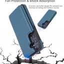 ASAPDOS for Samsung Galaxy S25 Case with Card Holder,PU Leather Shockproof Flip Case with RFID Blocking Card Holder and Kickstand for Men Women Blue