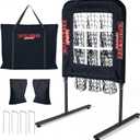 9 Hole Pitching Net with Strike Zone, Baseball Softball Pitching Target Adjustable Height Portable Indoor Outdoor Training Equipment for Pitchers of All Levels, Coaches, and Players
