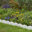 EasyFlex No-Dig Landscape Edging with Anchoring Spikes, 4.5 in. Tall Decorative Adirondack Wood-Look Fence Garden Border, 15 Foot Kit, White (3600WT-15C-6)