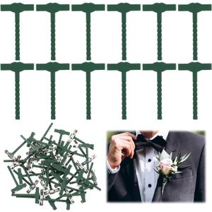 Ouligay 100PCS Boutonniere Pins T-Shaped Corsage Pins for Men Women Plastic Safety Clips for Bride Groom Tiny Safety Pin Brooch for Flower Bouquets Wedding Festivals Birthday