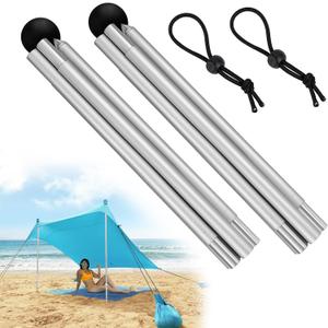 2PCS 6.56ft Foldable Beach Tent Poles Replacement Compatible with Neso Grande Canopy,Aluminum Alloy Tent Extra Poles,Portable Beach Tent Fix Accessories for Camping,Hiking,Backpacking