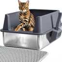 Stainless Steel Litter Box with Lid, XL Extra Large Cat Litter Box