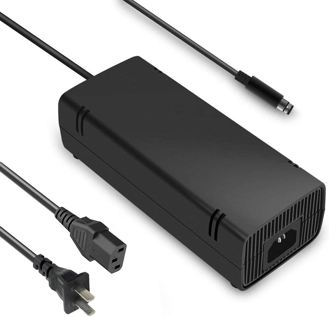 Xbox 360 E Power Supply, uowlbear AC Adapter Power Brick with Power Cord for Xbox 360 E Console 100-240V Auto Voltage Low Noise Version -Built in Silent Fan