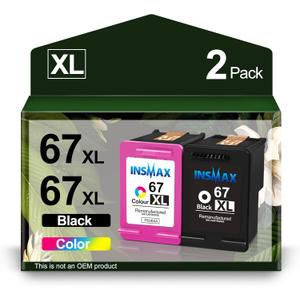 67XL Ink Cartridge Replacement for HP 67 XL Remanufactured for HP Ink 67 67XL for DeskJet 2755e 2700 2855e 2800 2752 2742e 4155e 4255e 4100 Envy 6055 6055e 6455e Printer (1 Black,1 Tri-Color)