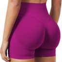 VOYJOY Women Workout Impact Shorts 2.5"/ 3.6"/ 4.5"/ 6" Scrunch Butt Lifting Gym Seamless Booty Biker Shorts (Purple, M)